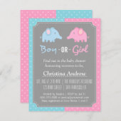 ベビーエレファントジェンダーリビールベビーシャワーパーティー 招待状 (正面/裏面)