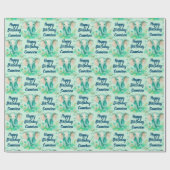 ベビーエレファントニュートラルパーソナライズされた誕生日 ラッピングペーパー (フラット)