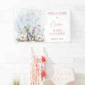 ベビーエレファントハローベビーガールフローラベビーシャワー 横断幕 (インサイチュ)