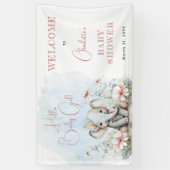 ベビーエレファントハローベビーガールフローラベビーシャワー 横断幕 (縦)