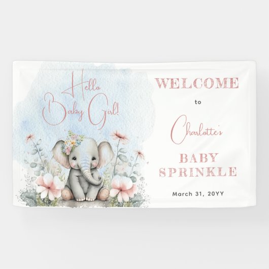 ベビーエレファントハローベビーガールフローラベビー散水 横断幕 (横)