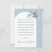 ベビーエレファントハロー男の赤ちゃんブルーベビーシャワー サンキューカード (裏面)