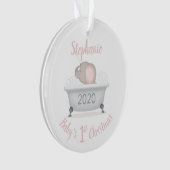 ベビーエレファントバブルバスガール初めてのクリスマス オーナメント (正面)