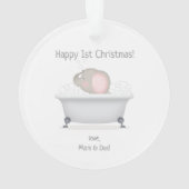 ベビーエレファントバブルバスガール初めてのクリスマス オーナメント (裏面)