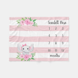 ベビーエレファントパーソナライズされたフォトマイルストーン フリースブランケット