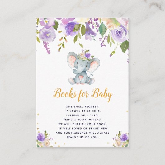 ベビーエレファントパープルフローラブックベビー エンクロージャーカード (正面)