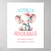 ベビーエレファントピンクベビーガール子供部屋ウォールアート ポスター (正面)