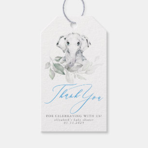 ベビーエレファントブルーセージ赤ちゃんシャワーありがとう ギフトタグ