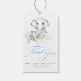 ベビーエレファントブルーセージ赤ちゃんシャワーありがとう ギフトタグ
