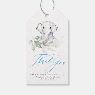 ベビーエレファントブルーセージ赤ちゃんシャワーありがとう ギフトタグ