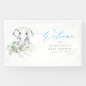 ベビーエレファントブルーセージ赤ちゃんシャワーウェルカム 横断幕 (横)