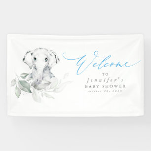 ベビーエレファントブルーセージ赤ちゃんシャワー歓迎バナー 横断幕