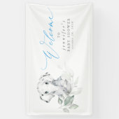 ベビーエレファントブルーセージ赤ちゃんシャワー歓迎バナー 横断幕 (縦)