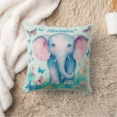 ベビーエレファントブルーパーソナライズされた クッション (ブランケット)