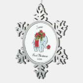 ベビーエレファントブルー初めてのクリスマスオーナメント スノーフレークピューターオーナメント (右)