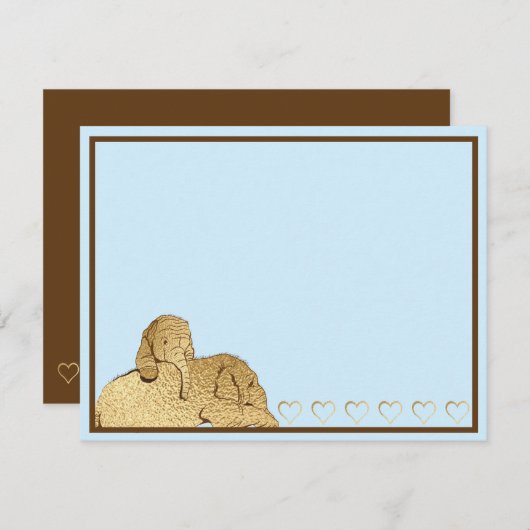 ベビーエレファントブルー金ゴールド サンキューカード (正面/裏面)