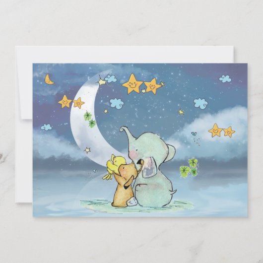 ベビーエレファントベビーシャワーボーイ招待状 招待状 (裏面)