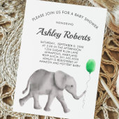 ベビーエレファントベビーシャワー招待状グリーン&グレー 招待状