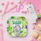 ベビーエレファントボタニカルグリーン1stクリスマスカスタム ペーパープレート (パーティー)