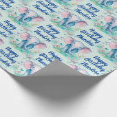 ベビーエレファントボーイズパーソナライズされた誕生日 ラッピングペーパー (角)