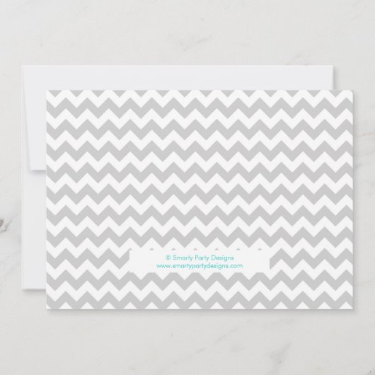 ベビーエレファントボーイ赤ちゃんシャワーティール(緑がかった色)ブルー招待状 招待状 (裏面)