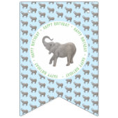 ベビーエレファントライトブルー誕生日 バンティングフラッグ (第2の旗)