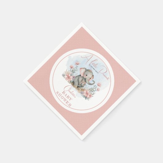ベビーエレファントリトルピーナッツガールフローラシャワー スタンダードカクテルナプキン (角)