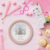 ベビーエレファントリトルピーナッツガールフローラシャワー ペーパープレート (パーティー)