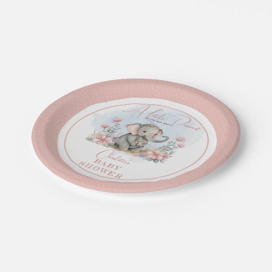 ベビーエレファントリトルピーナッツガールフローラシャワー ペーパープレート (アングル)