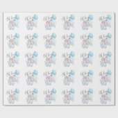 ベビーエレファント&ブルーバルーンベビーシャワー ラッピングペーパー (フラット)