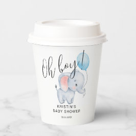 ベビーエレファント&ブルーバルーンベビーシャワー 紙コップ