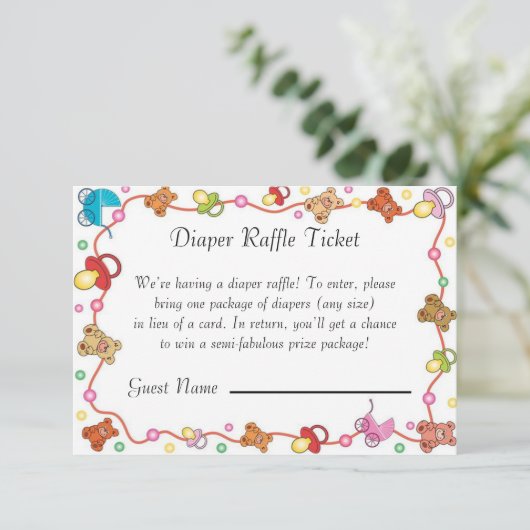 ベビーエレメントベビーシャワーおむつラッフルカード 招待状 (スタンド正面)