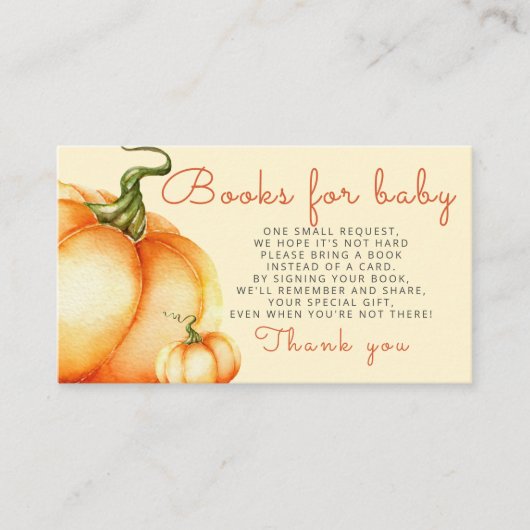 ベビーエンクロージャカード用の小さなカボチャの本 名刺 (正面)