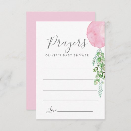 ベビーエンクロージャカード用ピンクバルーン祈りの言葉 エンクロージャーカード (正面/裏面)