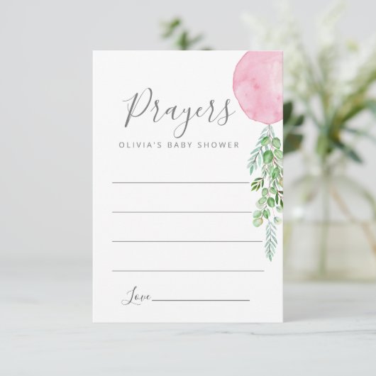 ベビーエンクロージャカード用ピンクバルーン祈りの言葉 エンクロージャーカード (スタンド正面)