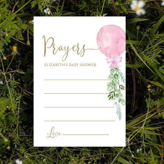 ベビーエンクロージャカード用ピンクバルーン祈りの言葉 エンクロージャーカード