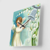 ベビーエンジェルウィズブルーベル スクエア壁時計 (傾斜)