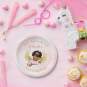 ベビーエンジェルガールピンク金ゴールドアフリカンアメリカン ペーパープレート (パーティー)