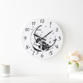 ベビーエンジェルスリーピングオンムーンベッドタイムスケッチ ラージ壁時計 (ホーム)