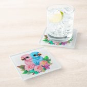 ベビーオウム双生児 ガラスコースター (アングル)