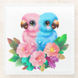 ベビーオウム双生児 ガラスコースター