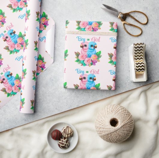 ベビーオウム双生児 ラッピングペーパー (クラフト)