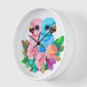 ベビーオウム双生児 壁時計 (傾斜)