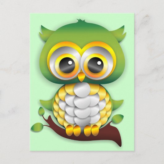 ベビーオウルペーパークラフトデザイン ポストカード (正面)