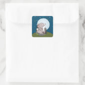 ベビーオオカミが月で泣いている スクエアシール (バッグ)