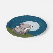 ベビーオオカミが月で泣いている ペーパープレート (アングル)
