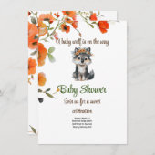 ベビーオオカミが途中 – ベビーシャワー招待状 招待状 (正面/裏面)