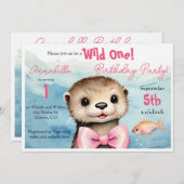 ベビーオッタワイルドワンガール誕生日 招待状 (正面/裏面)