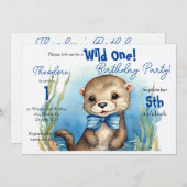 ベビーオッタワイルドワンボーイ誕生日 招待状 (正面/裏面)