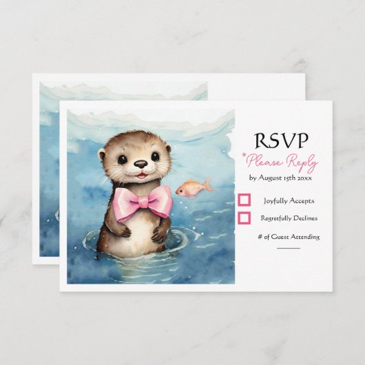 ベビーオッターガールバースデーパーティー 出欠カード (正面/裏面)